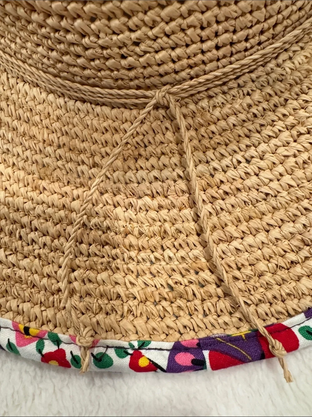 Vera Bradley Natural Straw Hat with Multicolor Floral Trim